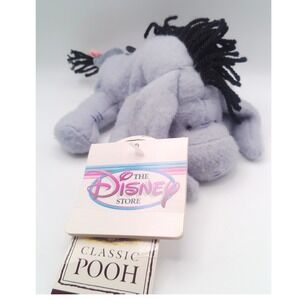 Disney Store Parks Mini Bean Bag Classic Winnie The Pooh Eeyore 7" vtg deadstock